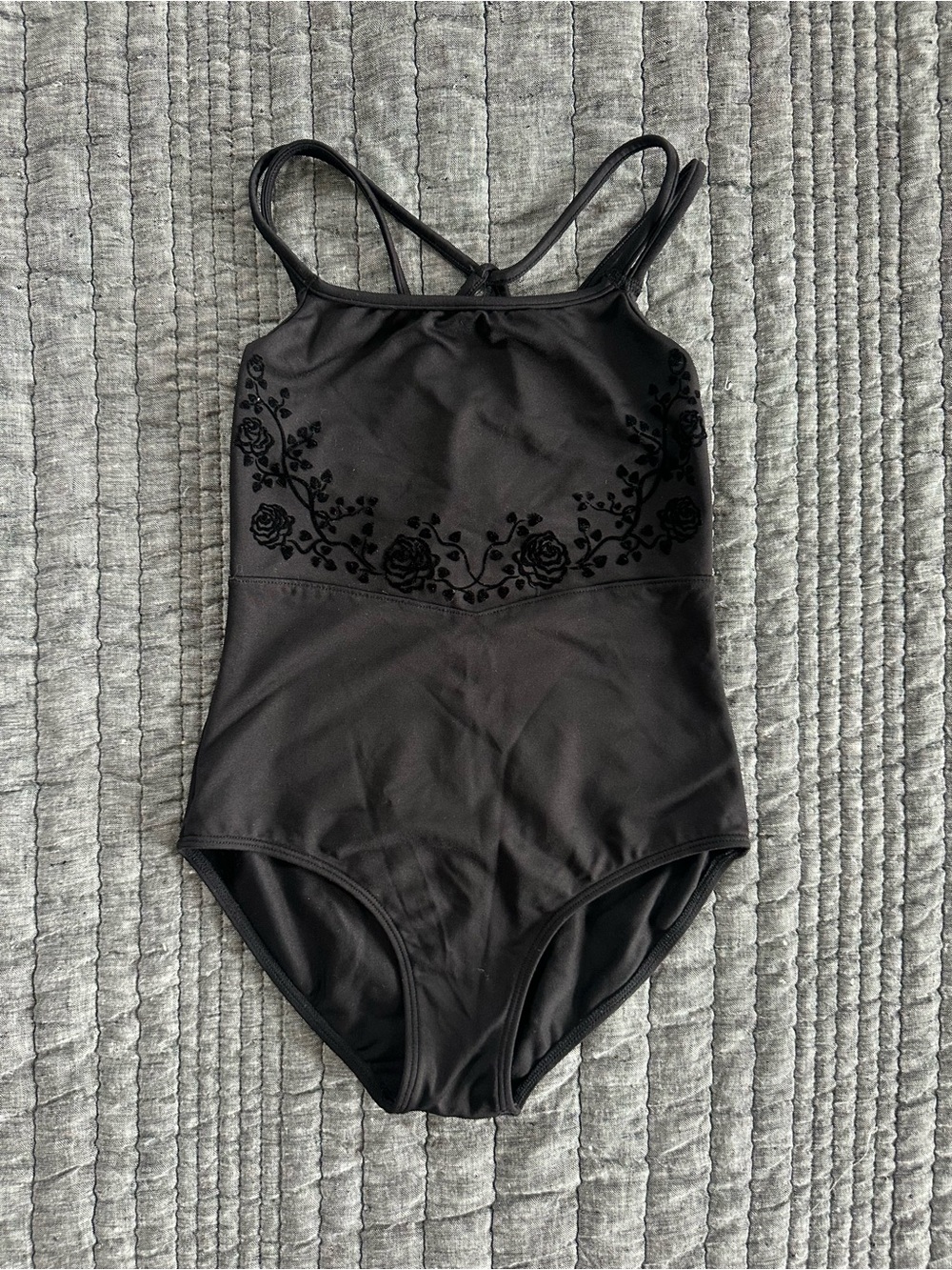BLOCH Girls Bianca Camisole Leotard Black Floral Size 12